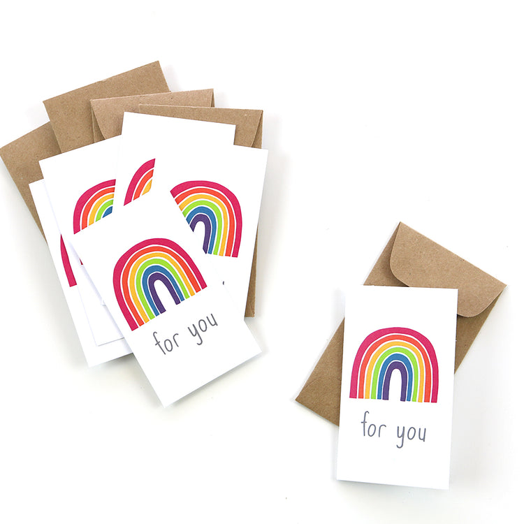 Be sure to stock up on our mini "for you" rainbow cards. These make the perfect lunchbox notes and are sure to bring a smile to your loved ones face.