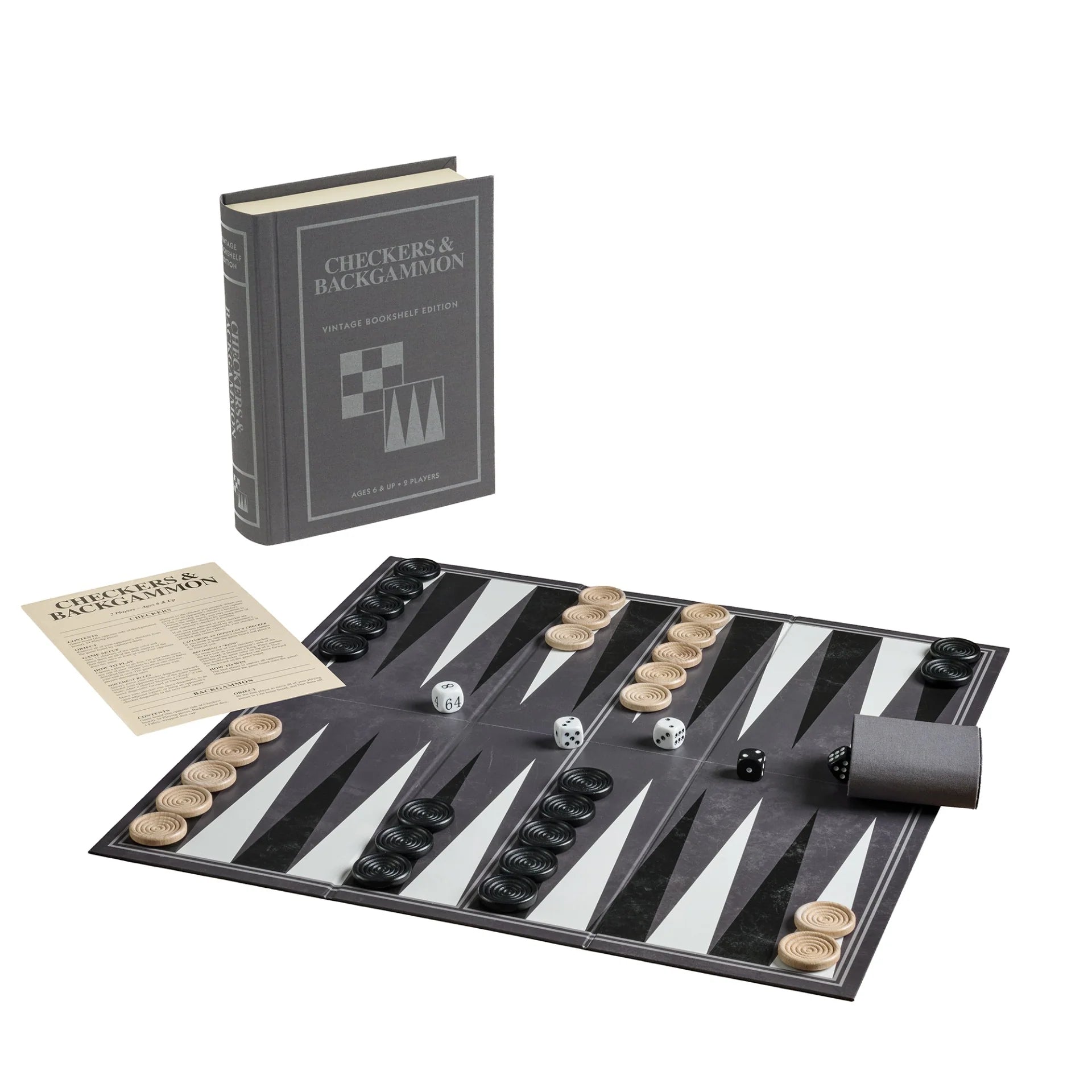 Checkers & Backgammon - Vintage Bookshelf Edition