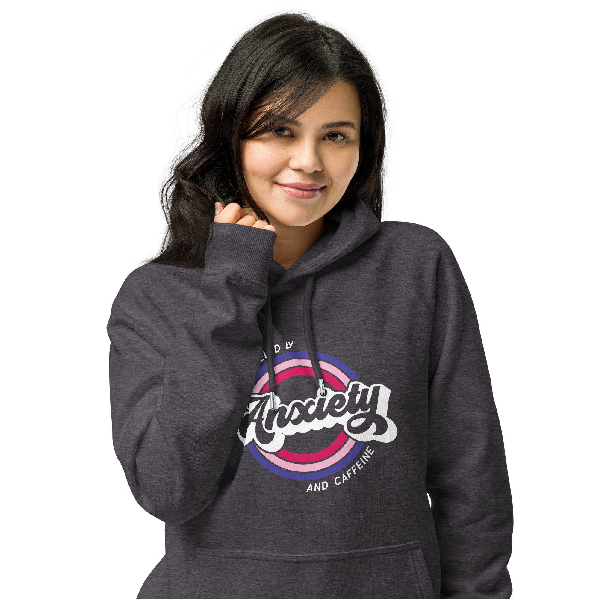 Anxiety & Caffeine Unisex eco raglan hoodie