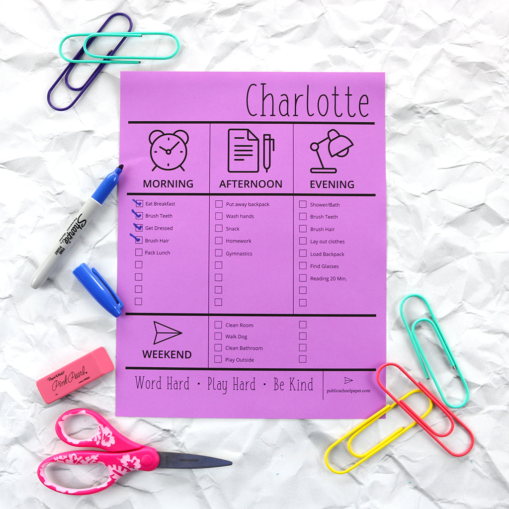 Use this editable daily checklist to get your family organized.