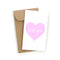 Our mini cards are perfect to have on hand. This pink heart "love you" card makes a great lunchbox note or tucked in luggage for your favorite traveler. Stock up today!